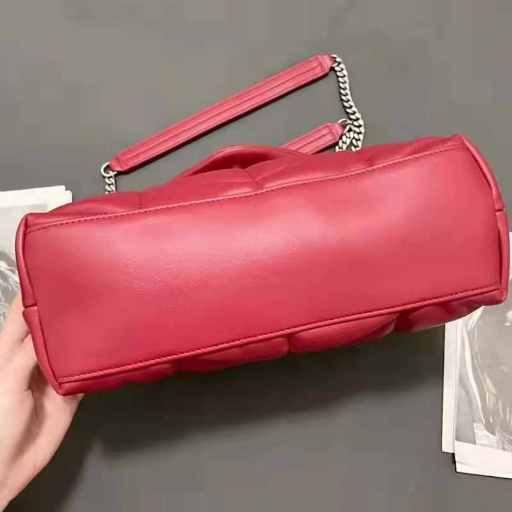 Saint Laurent YSL Women Puffer Small Bag in Quilted Lambskin- Red - image 5