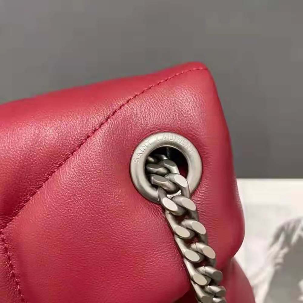 Saint Laurent YSL Women Puffer Small Bag in Quilted Lambskin- Red - image 15