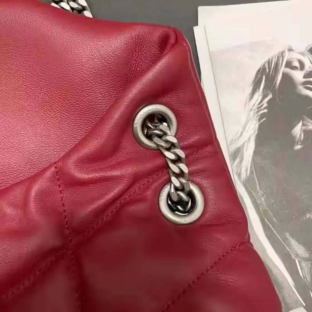 Saint Laurent YSL Women Puffer Small Bag in Quilted Lambskin- Red - image 14