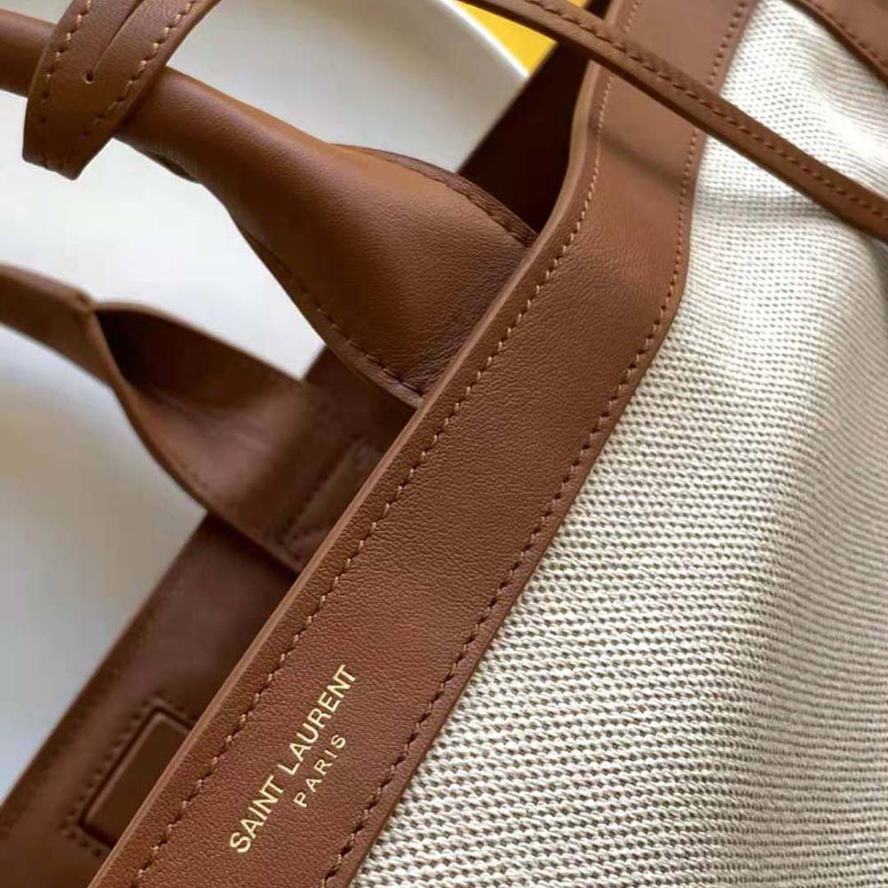 Saint Laurent YSL Women Shopping Tag in Canvas and Leather-Brown - image 8