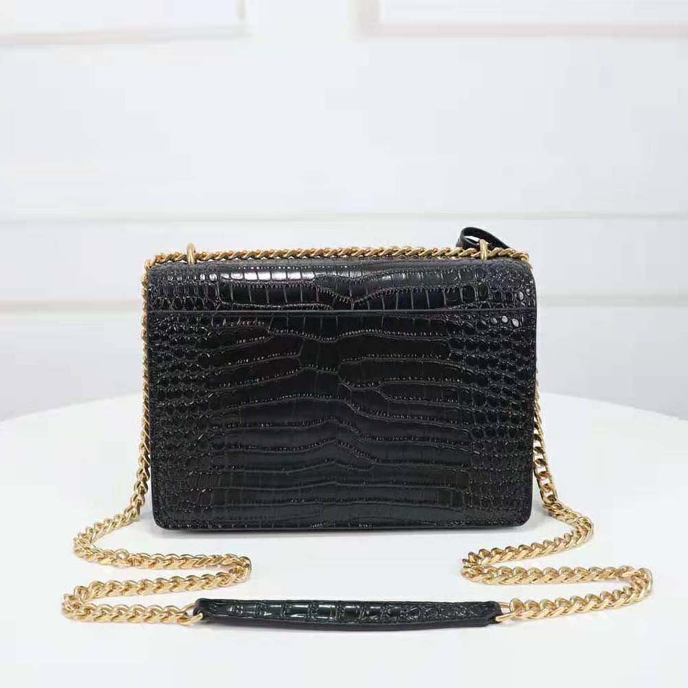 Saint Laurent YSL Women Sunset Medium in Crocodile-Embossed Shiny Leather - image 4