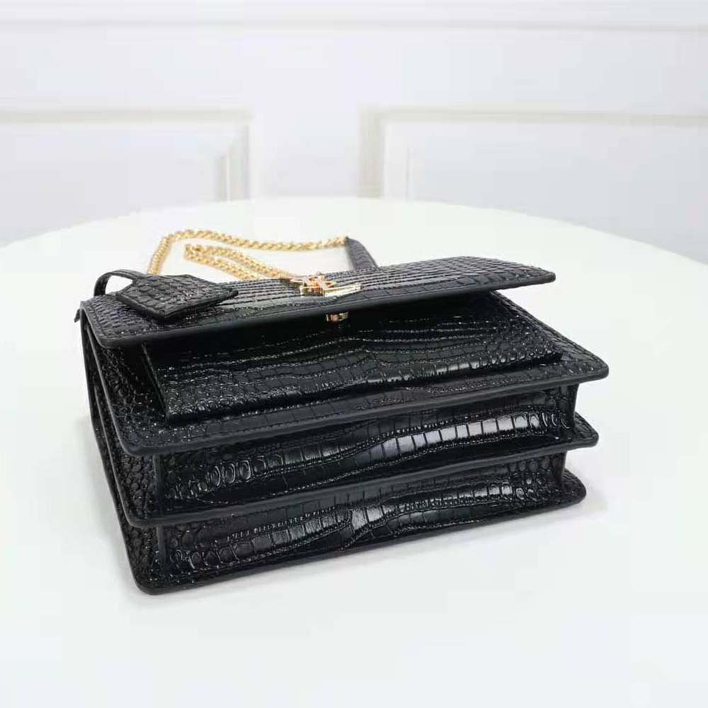 Saint Laurent YSL Women Sunset Medium in Crocodile-Embossed Shiny Leather - image 5