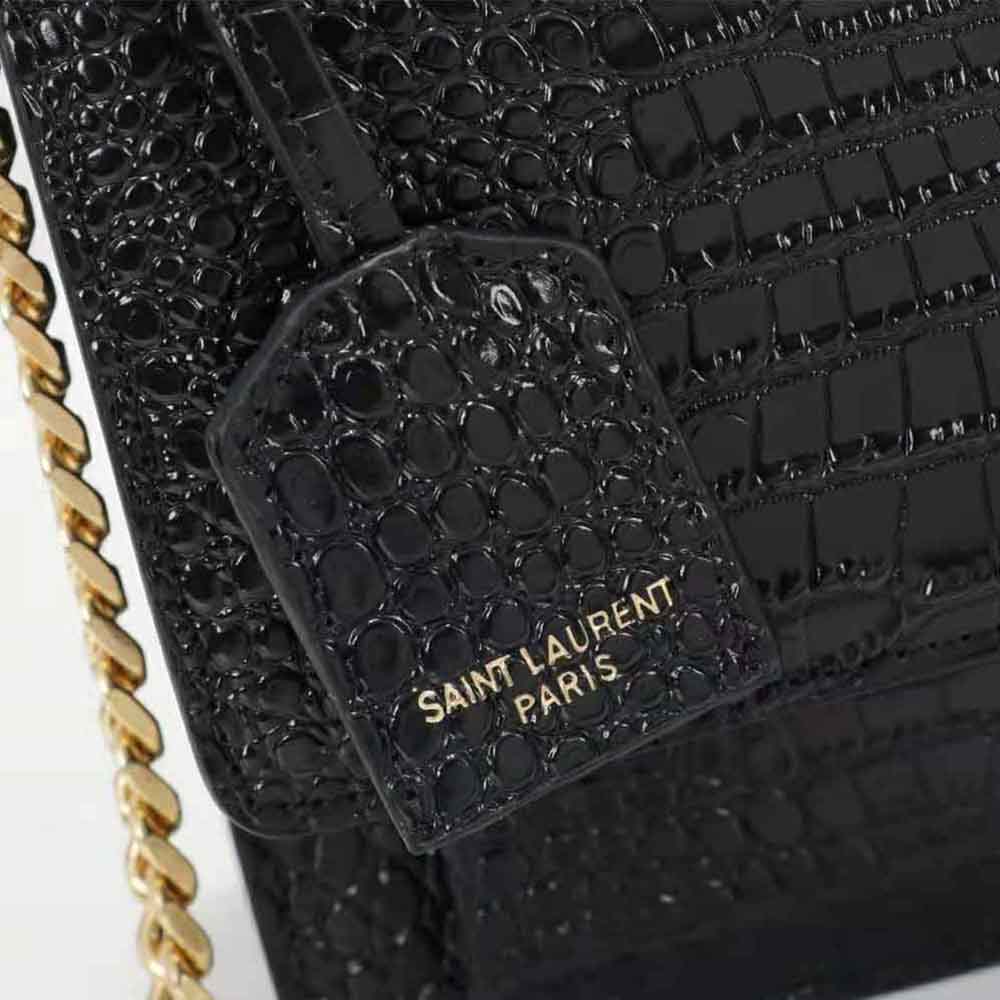 Saint Laurent YSL Women Sunset Medium in Crocodile-Embossed Shiny Leather - image 9