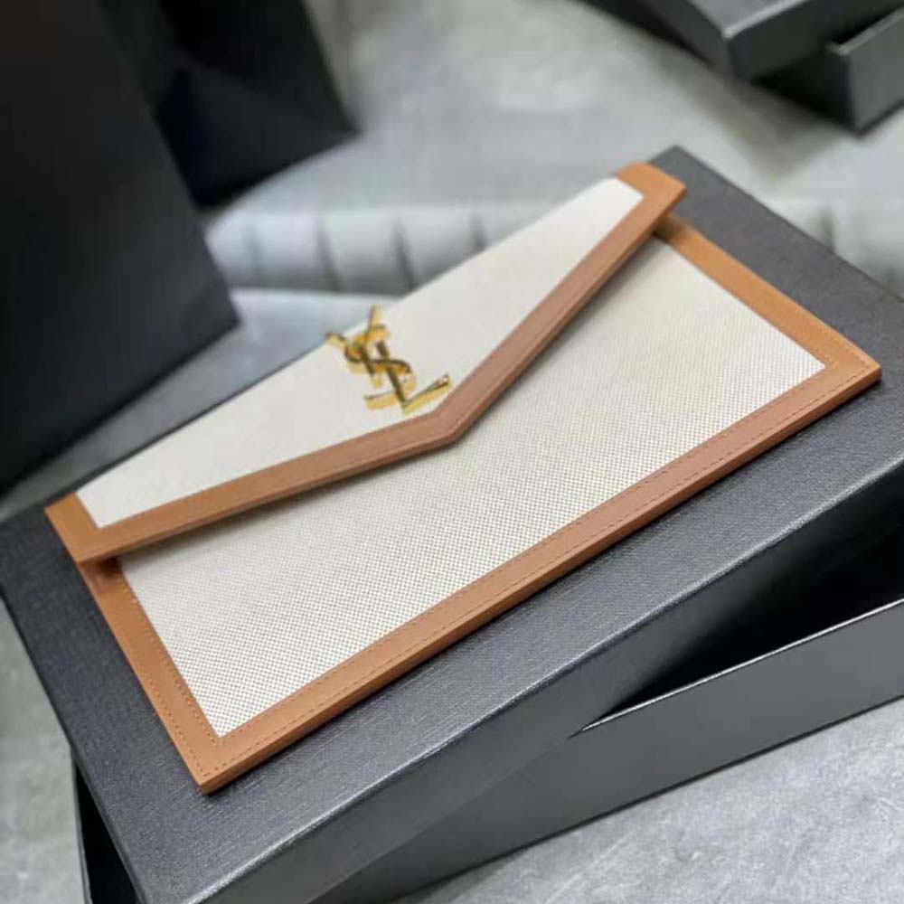 Saint Laurent YSL Women Uptown Pouch in Canvas and Smooth Leather - image 6