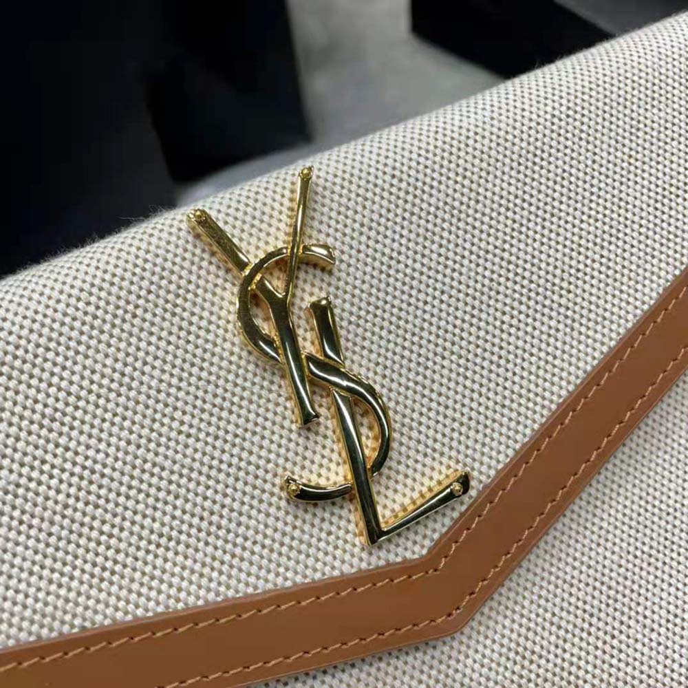Saint Laurent YSL Women Uptown Pouch in Canvas and Smooth Leather - image 10
