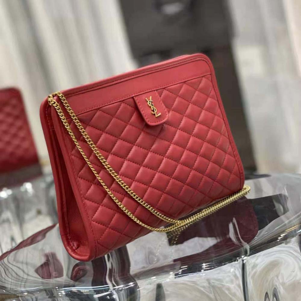 Saint Laurent YSL Women Victoire Baby Clutch in Leather-Red - image 4