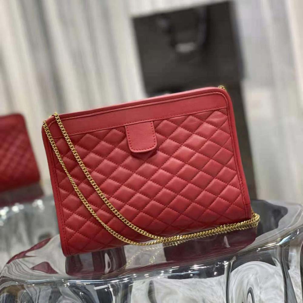 Saint Laurent YSL Women Victoire Baby Clutch in Leather-Red - image 5