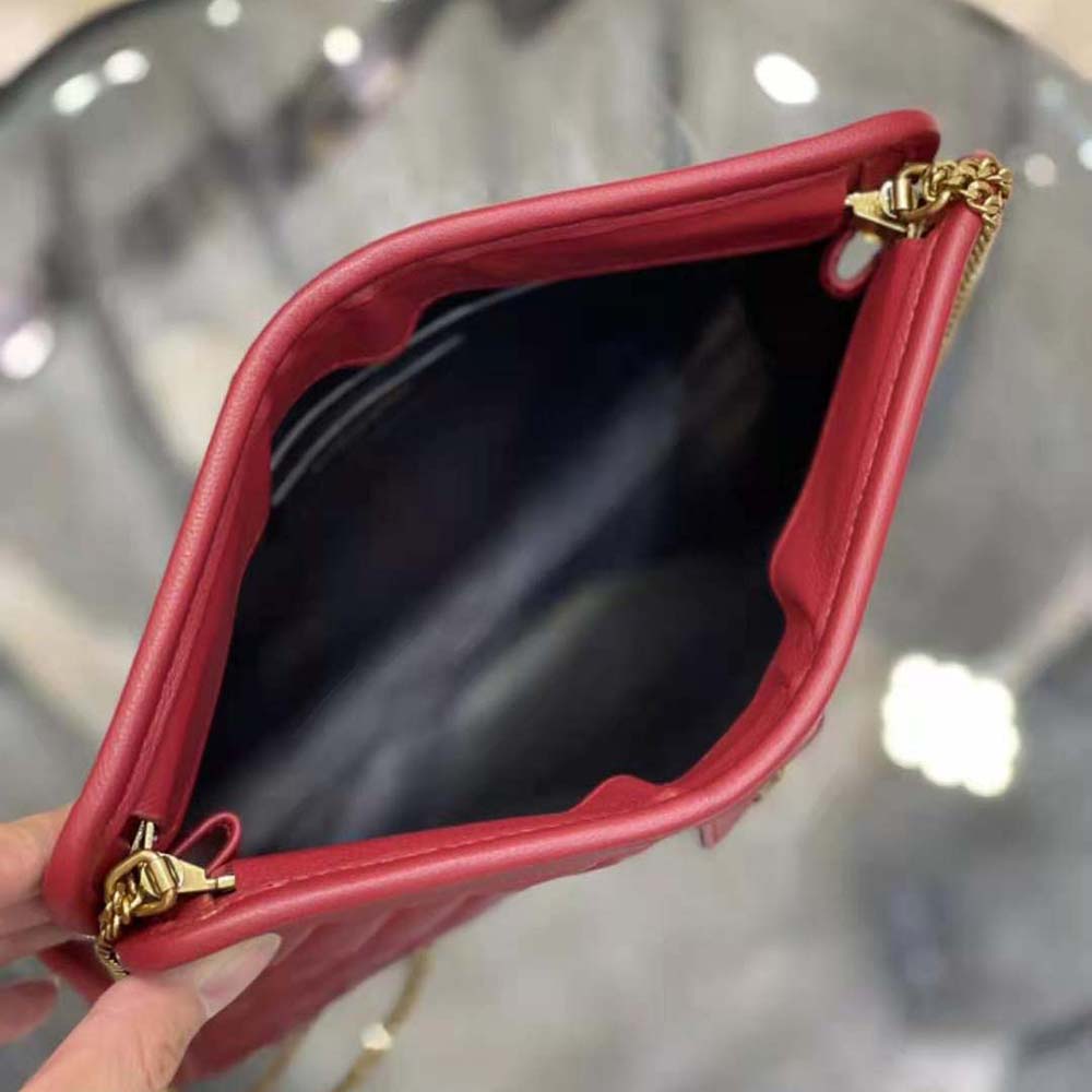 Saint Laurent YSL Women Victoire Baby Clutch in Leather-Red - image 9