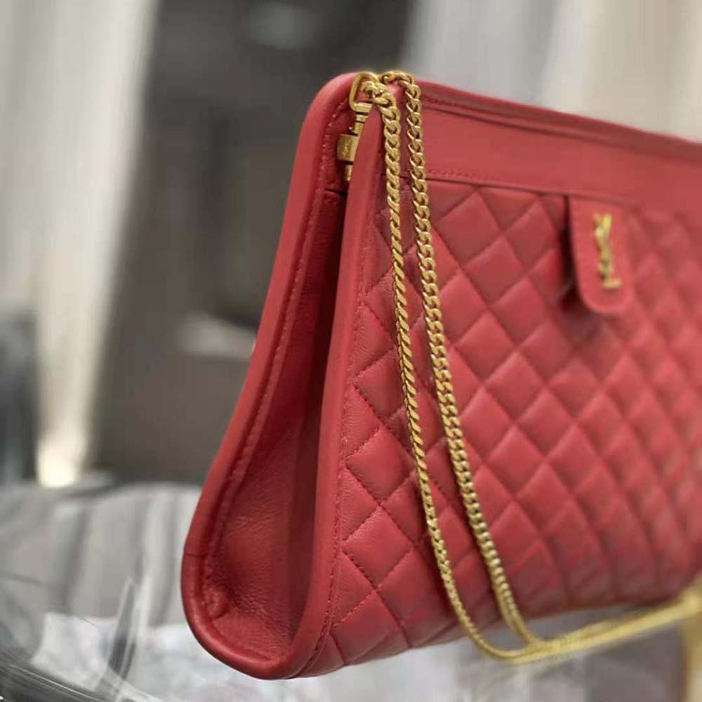 Saint Laurent YSL Women Victoire Baby Clutch in Leather-Red - image 8