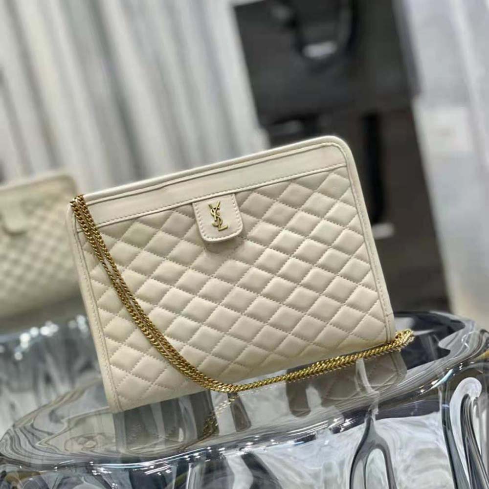 Saint Laurent YSL Women Victoire Baby Clutch in Leather-White - image 3