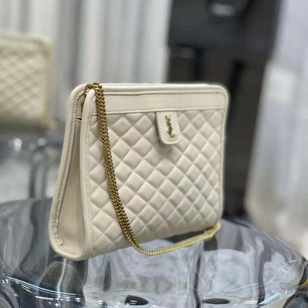 Saint Laurent YSL Women Victoire Baby Clutch in Leather-White - image 4