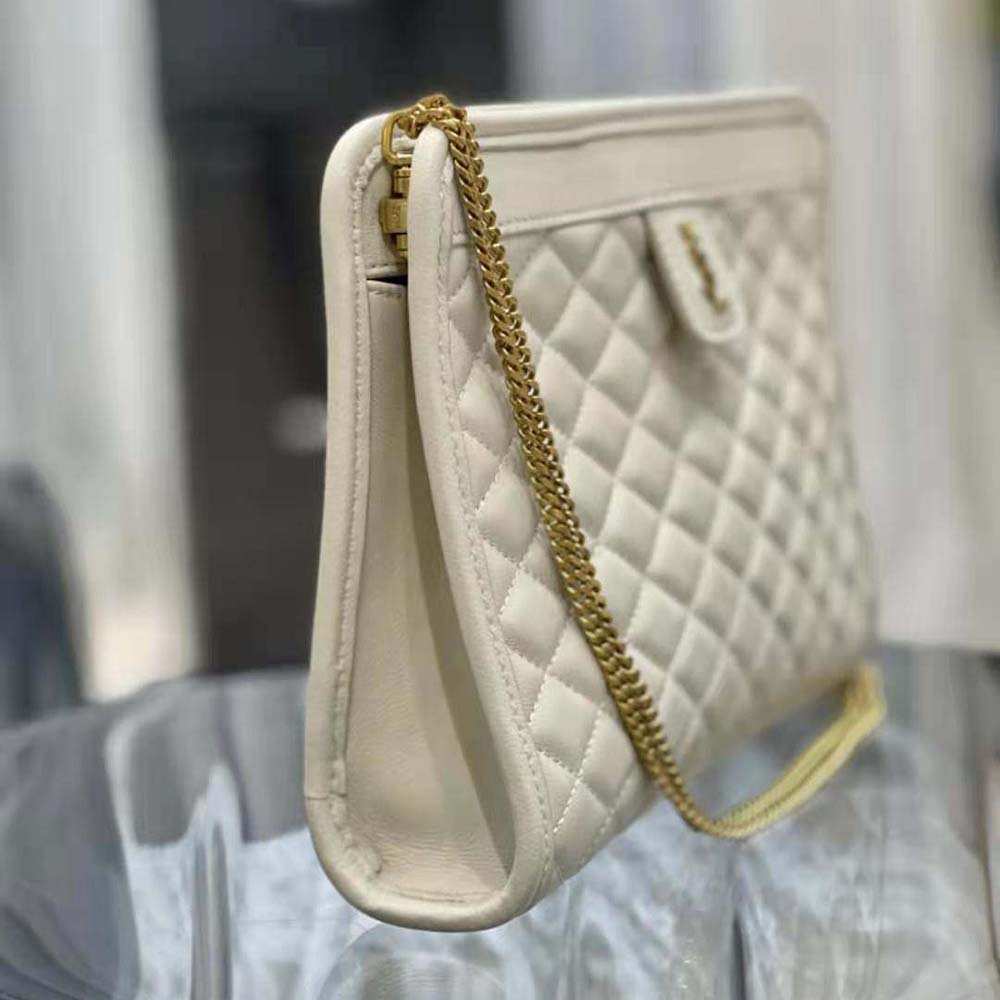 Saint Laurent YSL Women Victoire Baby Clutch in Leather-White - image 8