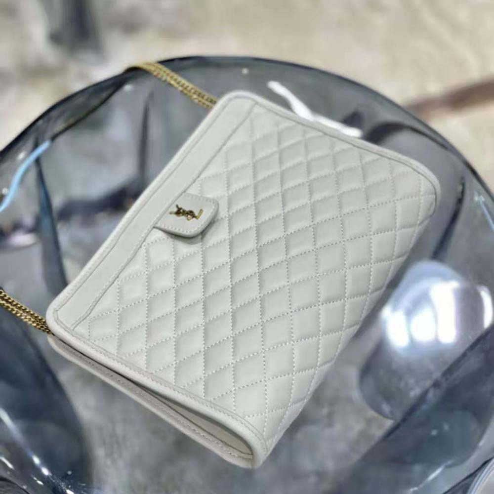 Saint Laurent YSL Women Victoire Baby Clutch in Leather-White - image 6