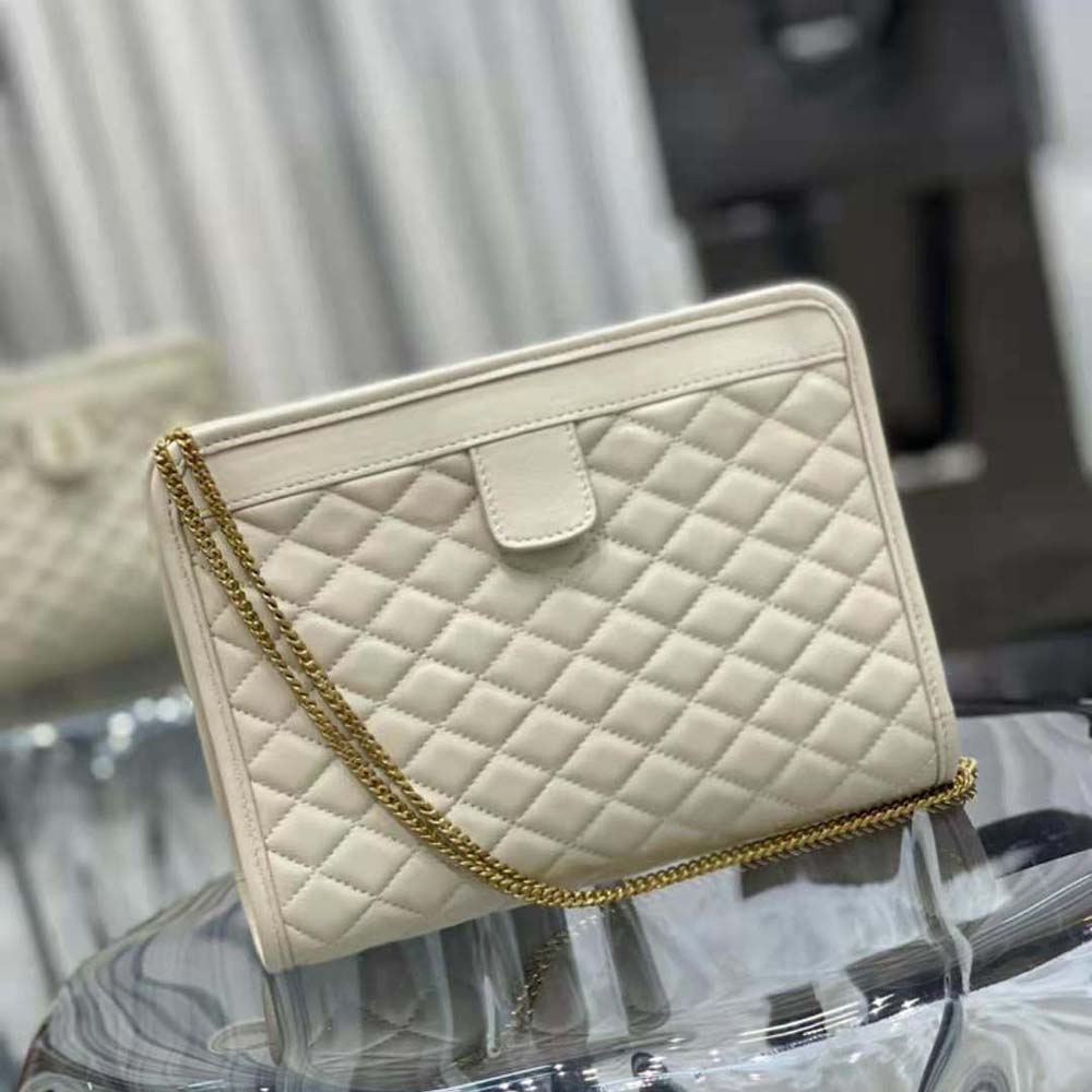 Saint Laurent YSL Women Victoire Baby Clutch in Leather-White - image 5
