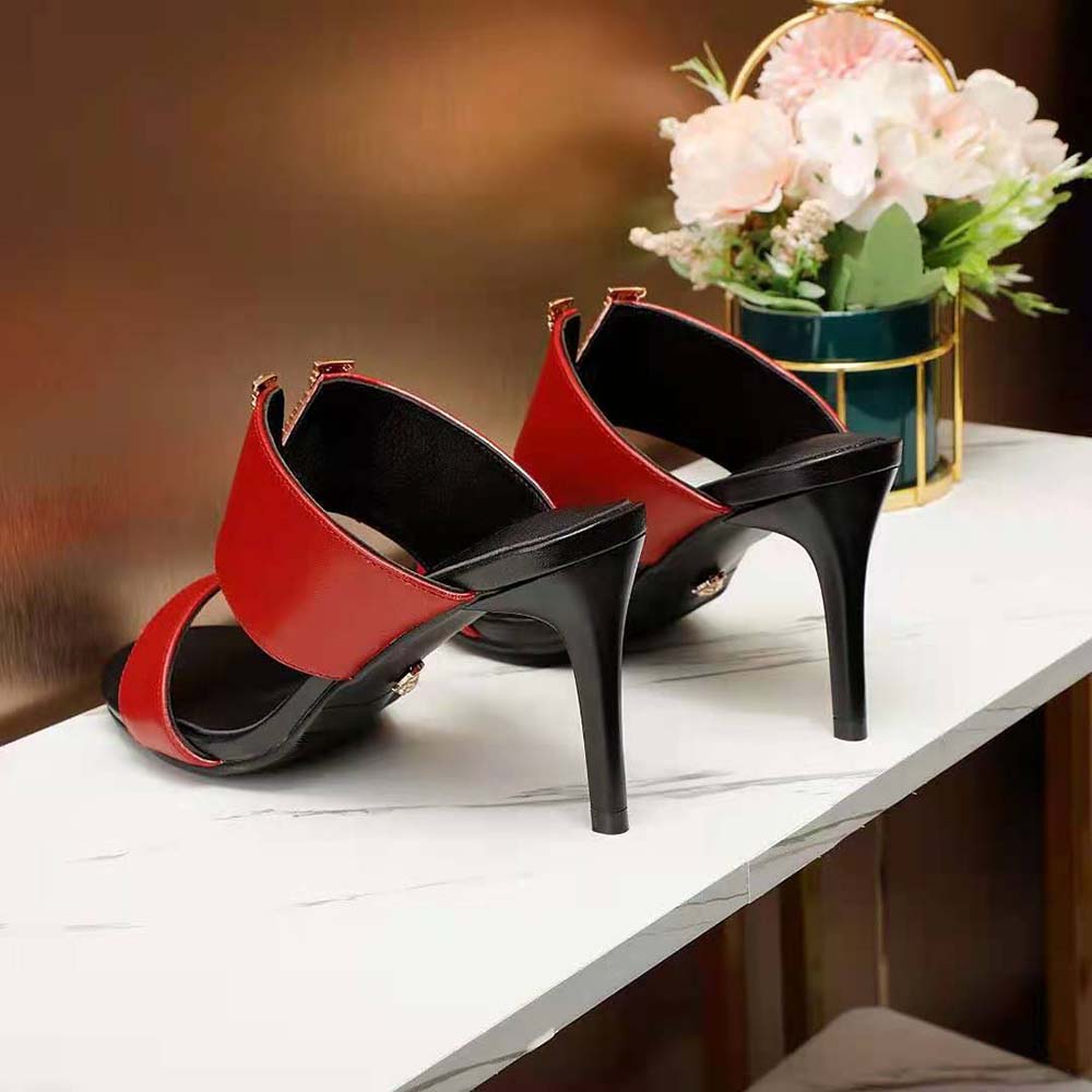 Versace Women Virtus Mules in Calf Leather-Red - image 7