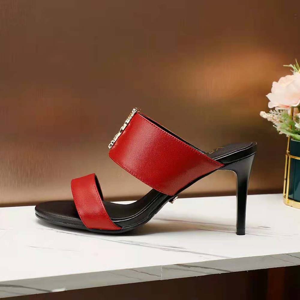 Versace Women Virtus Mules in Calf Leather-Red - image 8