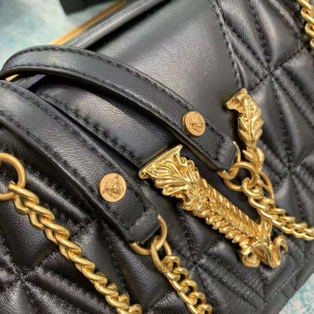 Versace Women Virtus Quilted Shoulder Bag-Black - image 10