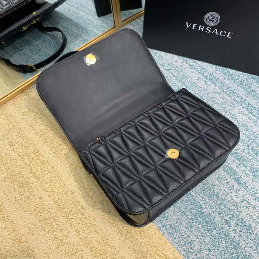 Versace Women Virtus Quilted Shoulder Bag-Black - image 8