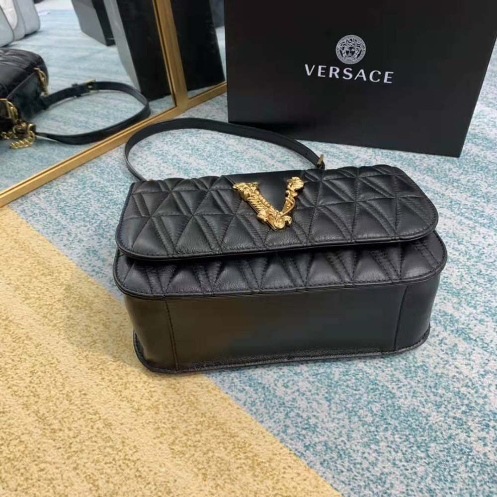 Versace Women Virtus Quilted Shoulder Bag-Black - image 4