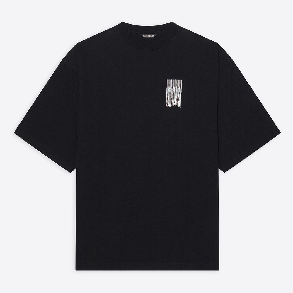 Front view of Balenciaga Women Barcode Wide Fit T-Shirt in black