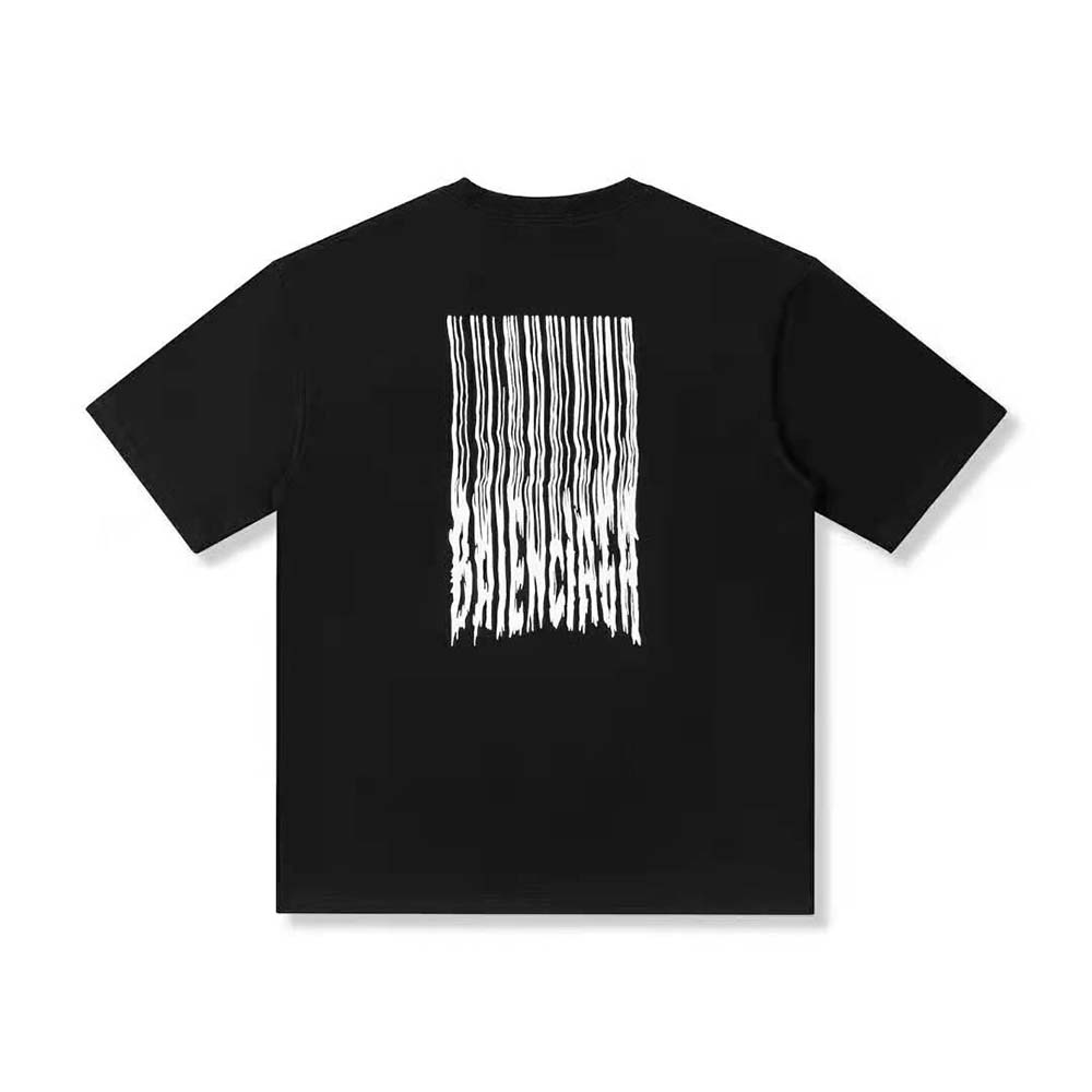 Side angle showing fit and silhouette of Balenciaga Women Barcode Wide Fit T-Shirt