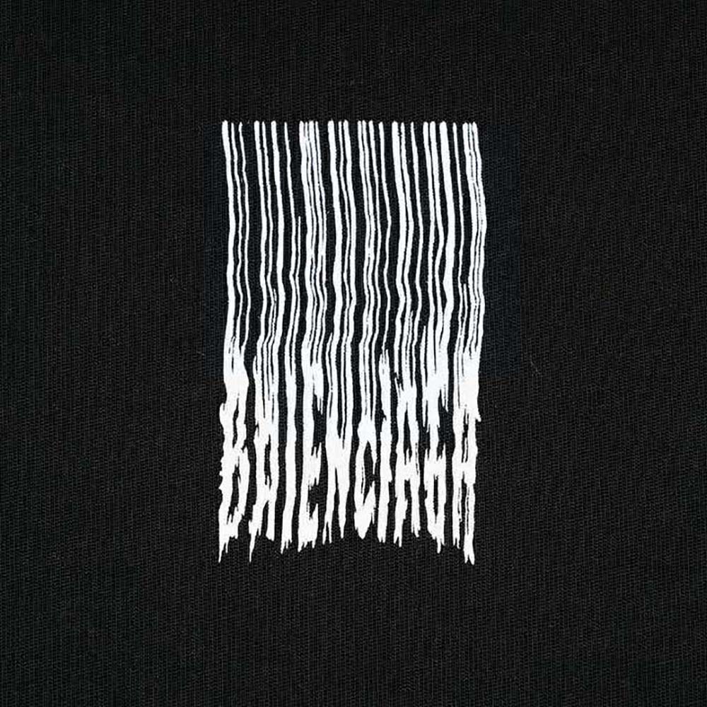 Balenciaga Women Barcode Wide Fit T-Shirt in Black and White Vintage Jersey - image 5