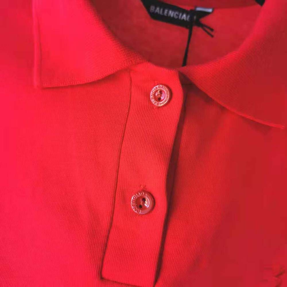 Balenciaga Women Patchwork Polo in Raspberry/White - image 5