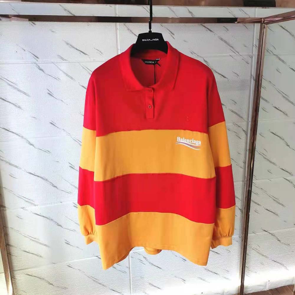 Close-up of patchwork detail on Balenciaga Women Patchwork Polo