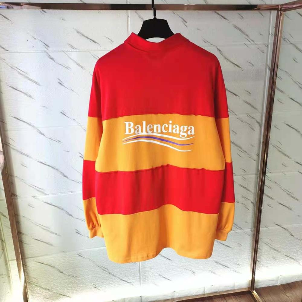 Side angle showcasing silhouette of Balenciaga Women Patchwork Polo