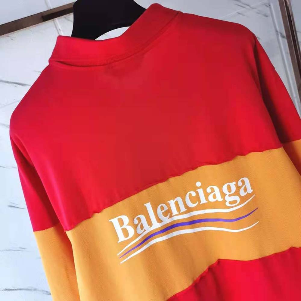 Balenciaga Women Patchwork Polo in Raspberry/White - image 4