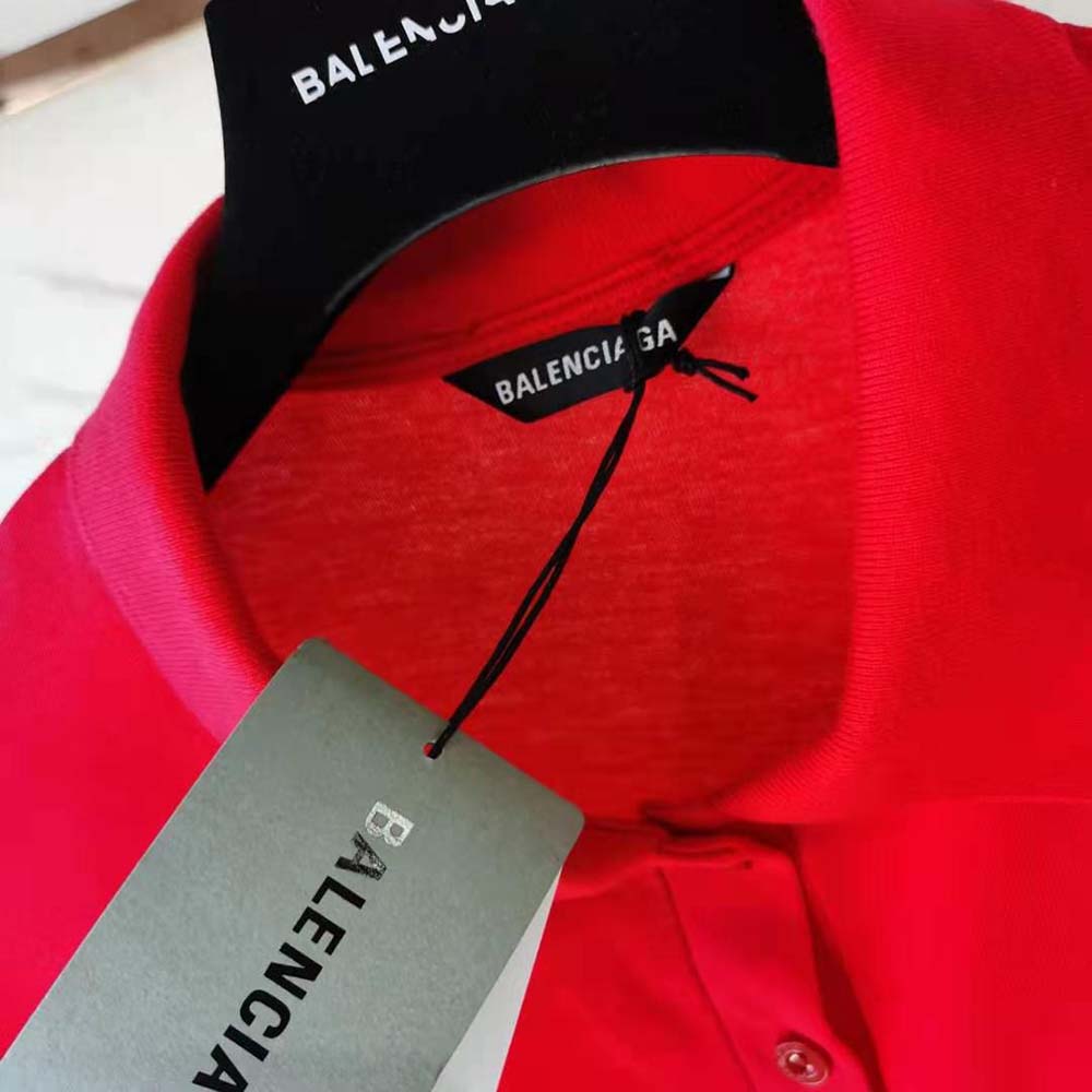 Balenciaga Women Patchwork Polo in Raspberry/White - image 6