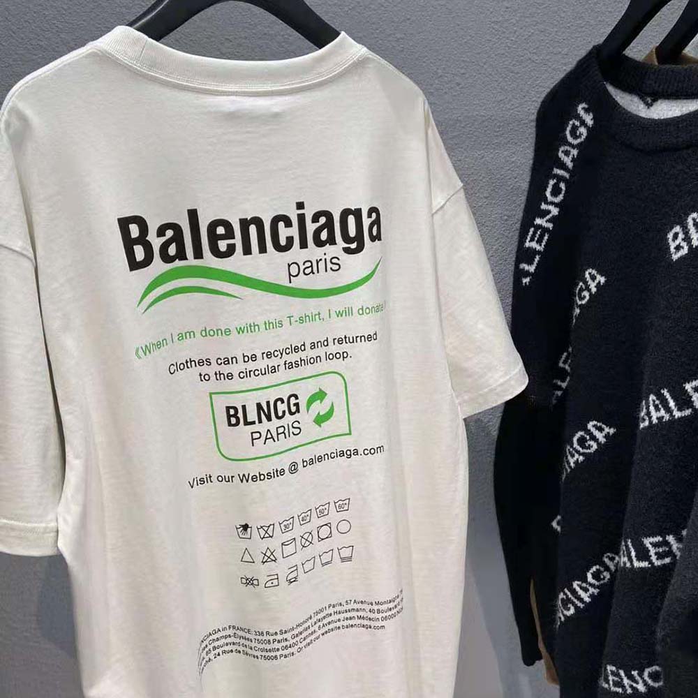 Balenciaga Women Dry Cleaning Boxy T-Shirt in White and Green Vintage Jersey - image 9