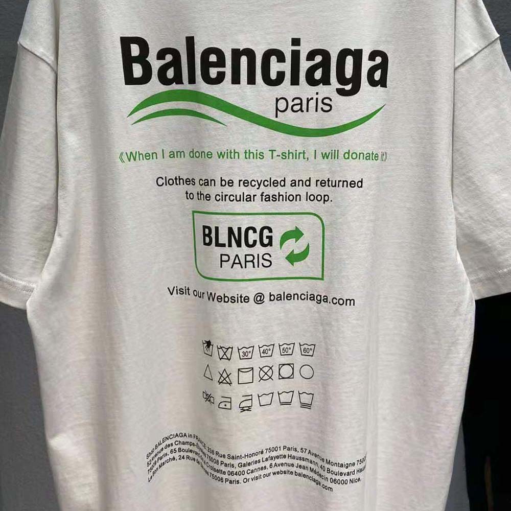Balenciaga Women Dry Cleaning Boxy T-Shirt in White and Green Vintage Jersey - image 8