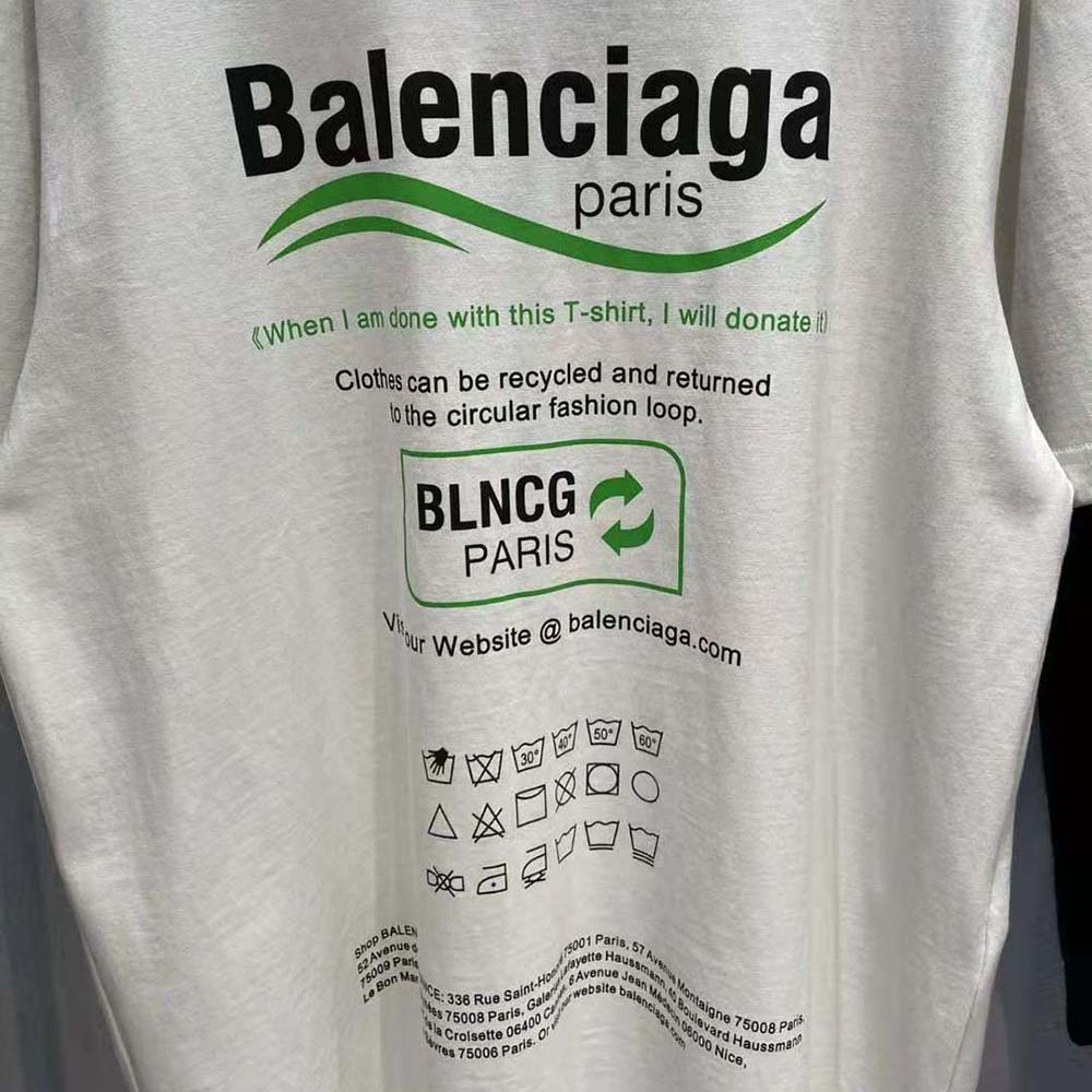 Balenciaga Women Dry Cleaning Boxy T-Shirt in White and Green Vintage Jersey - image 7