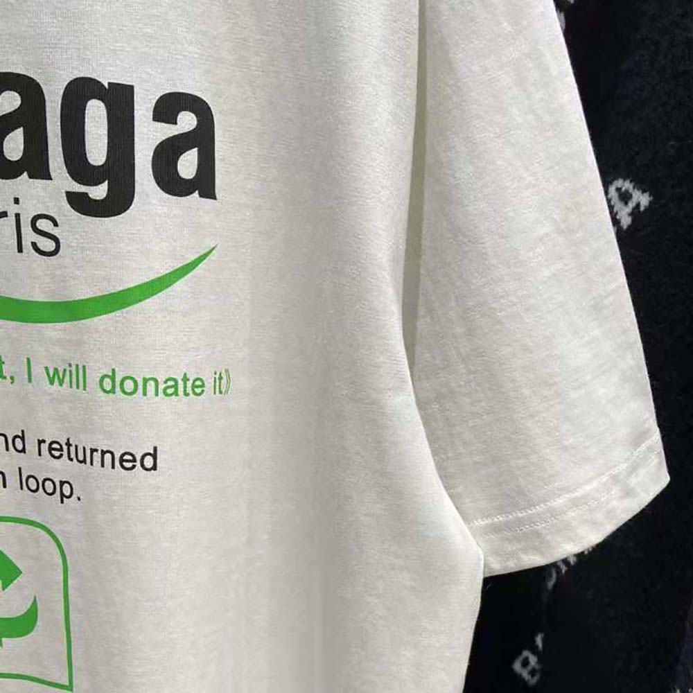 Balenciaga Women Dry Cleaning Boxy T-Shirt in White and Green Vintage Jersey - image 4