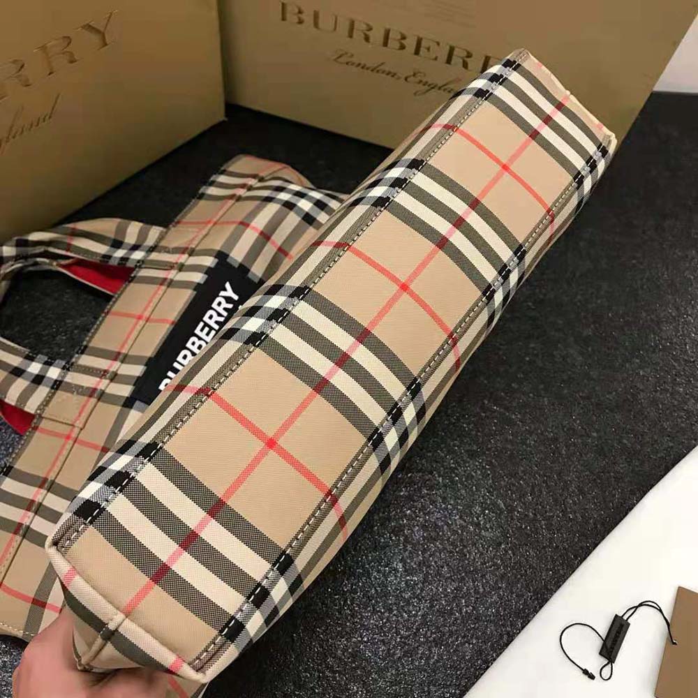 Burberry Men Logo Applique Vintage Check Cotton Blend Tote - image 5