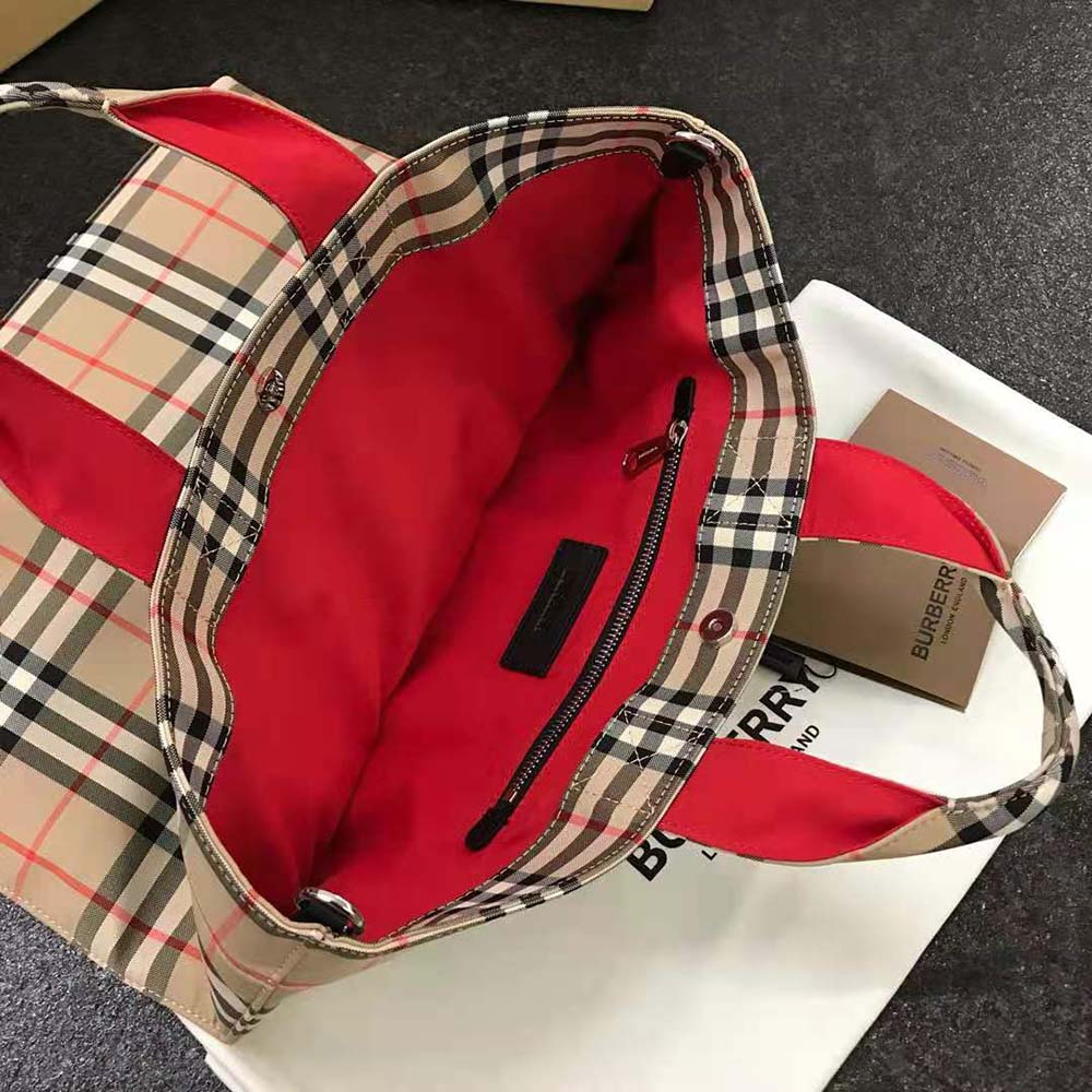 Burberry Men Logo Applique Vintage Check Cotton Blend Tote - image 6
