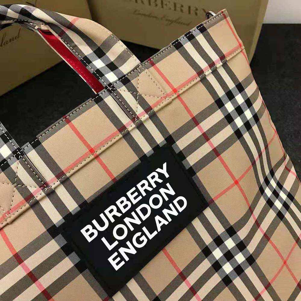 Burberry Men Logo Applique Vintage Check Cotton Blend Tote - image 7