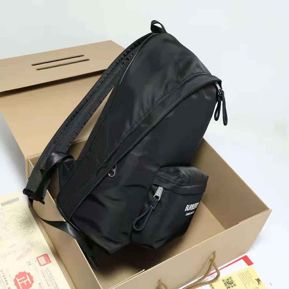 Burberry Men Logo Print ECONYL Backpack-Black - image 5