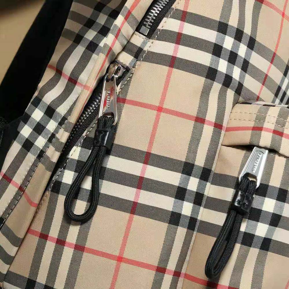 Burberry Men Vintage Check Nylon Backpack-Beige - image 9