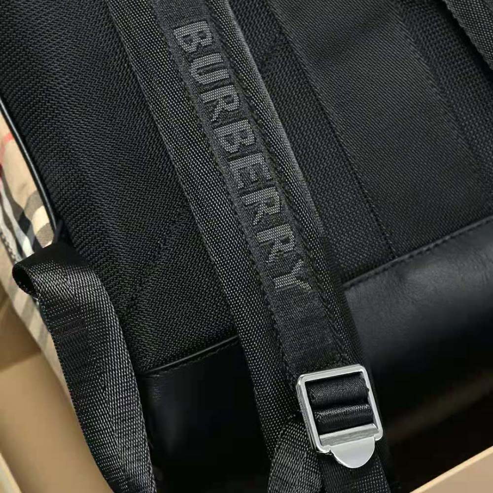 Burberry Men Vintage Check Nylon Backpack-Beige - image 8