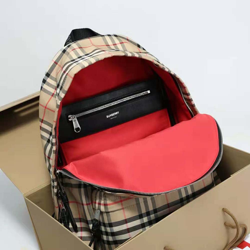 Burberry Men Vintage Check Nylon Backpack-Beige - image 7
