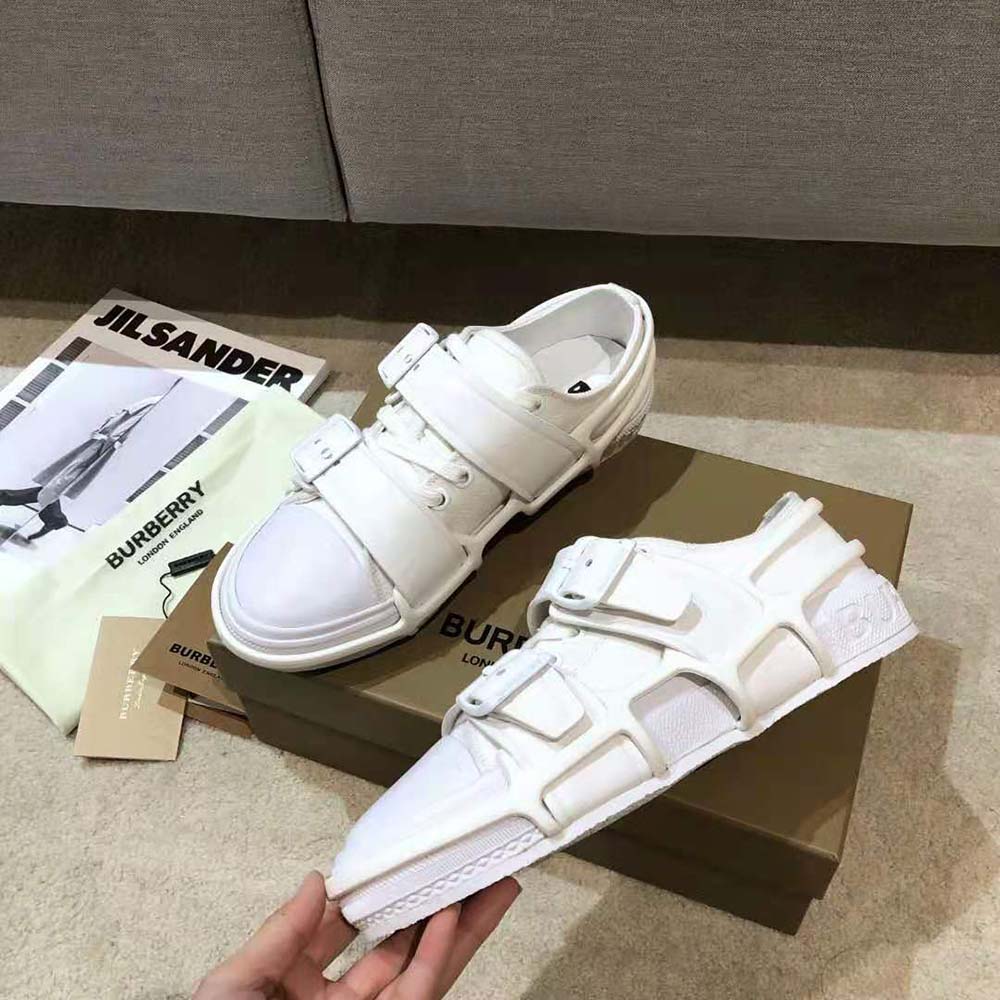Burberry Women Cotton and Leather Webb Sneakers-White - image 5