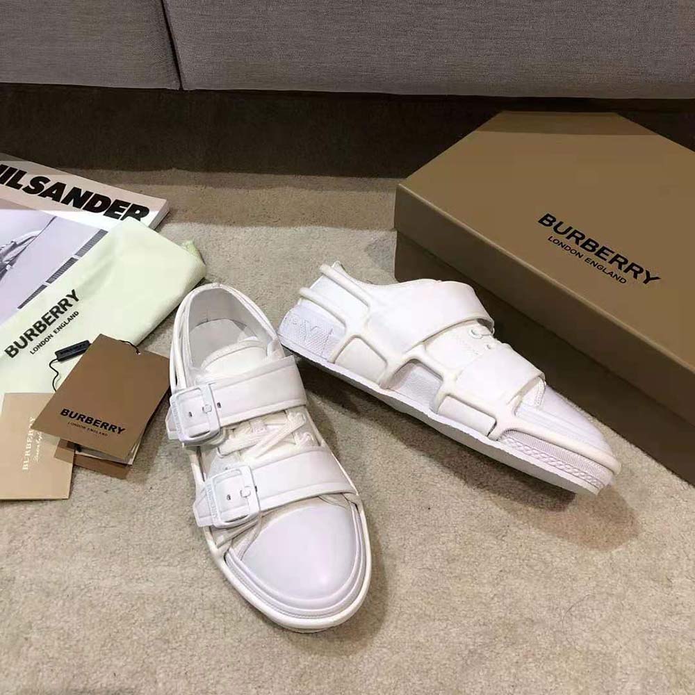 Burberry Women Cotton and Leather Webb Sneakers-White - image 4