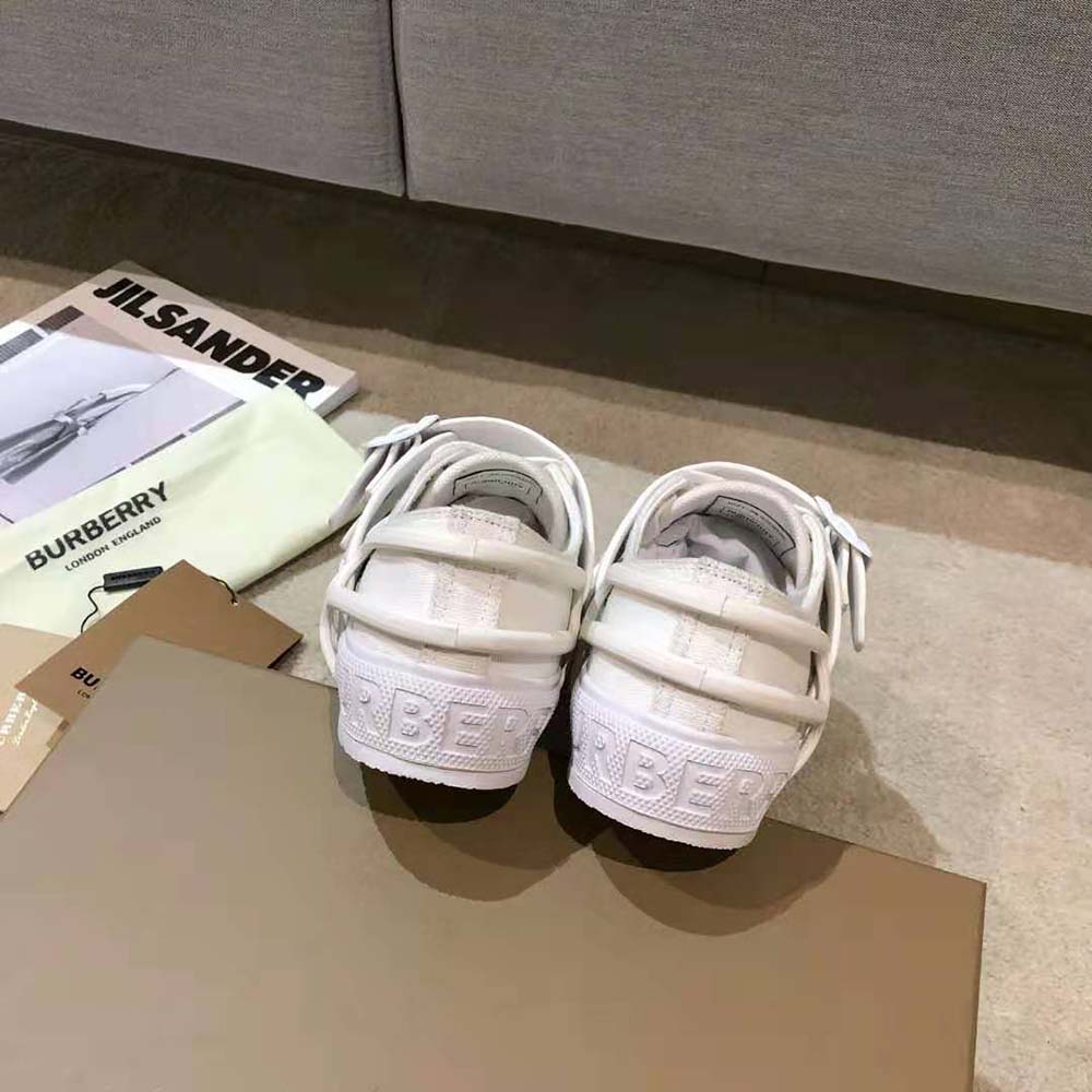 Burberry Women Cotton and Leather Webb Sneakers-White - image 8