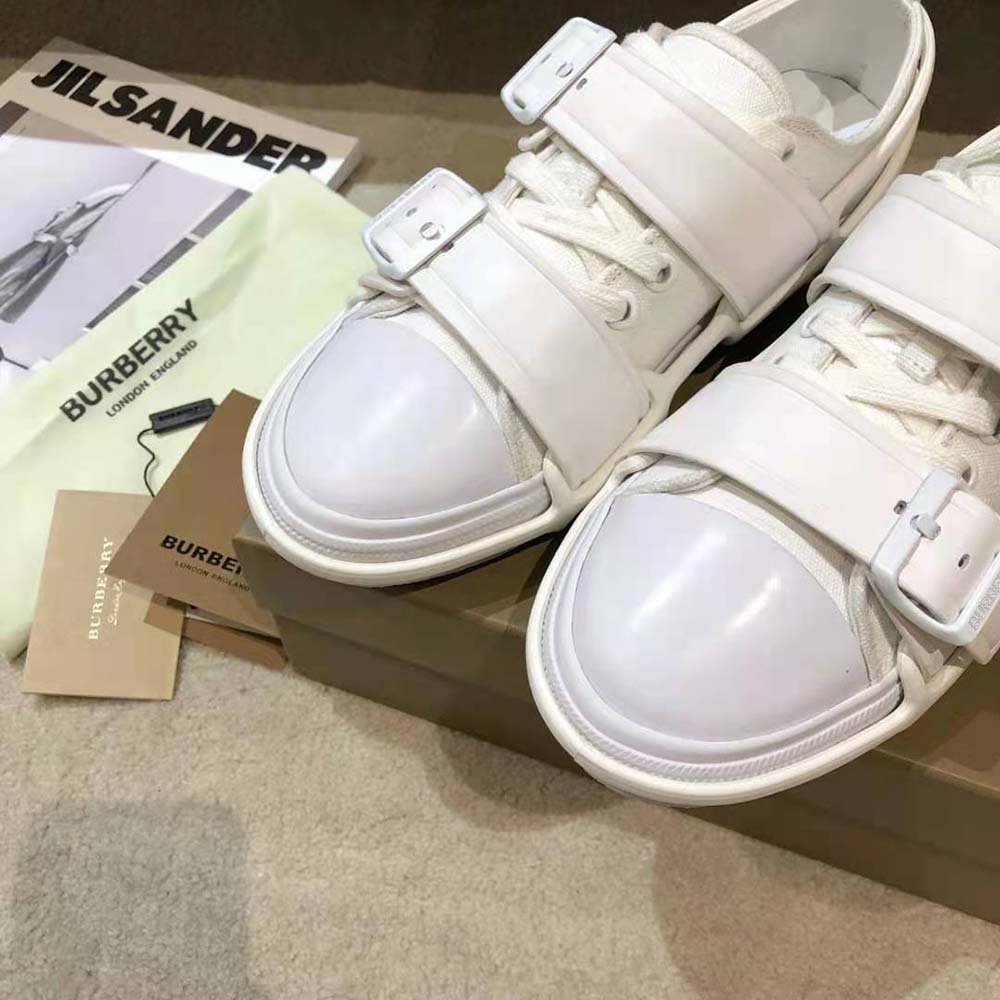Burberry Women Cotton and Leather Webb Sneakers-White - image 9