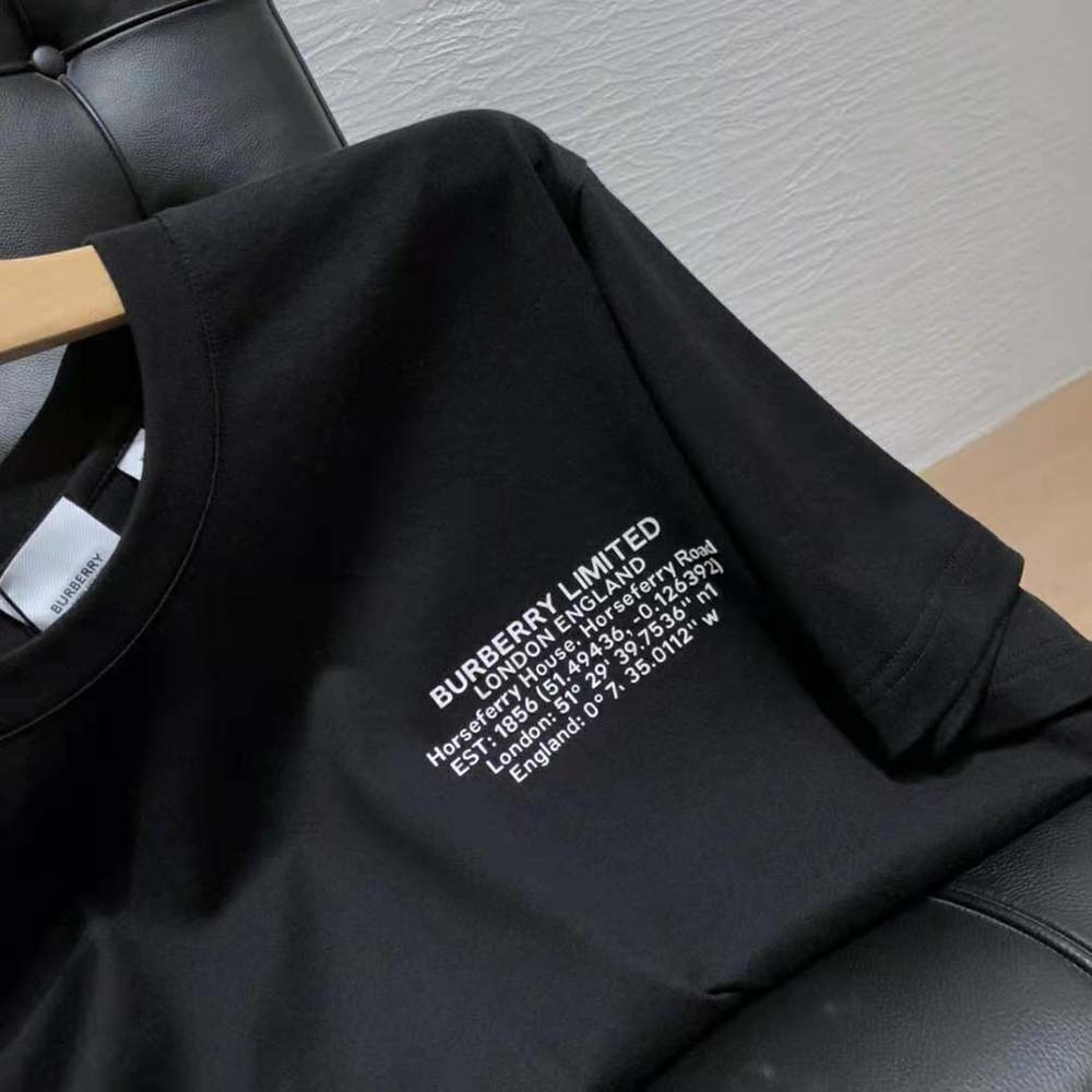 Burberry Men Location Print Cotton Oversized T-shirt-Black - image 4
