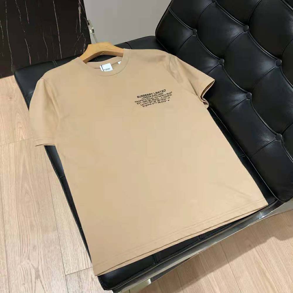 Close-up of Burberry location print on Sandy cotton T-shirt