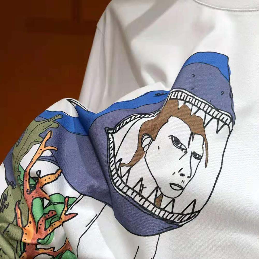 Burberry Men Marine Sketch Print Cotton Oversized T-shirt - image 9