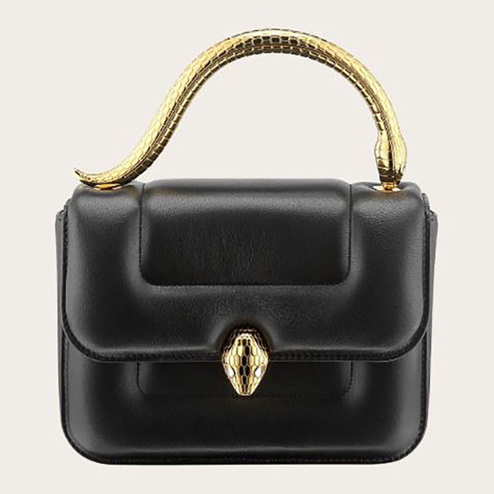 Front view of Bvlgari Women Mary Katrantzou X Bvlgari Top Handle-Black